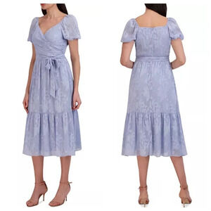 New! Julia Jordan Surplice Side-Tie Lace Midi Dress blue nwt 33265